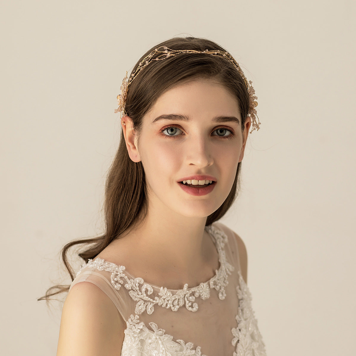 Beaded bridal headband hair accessories