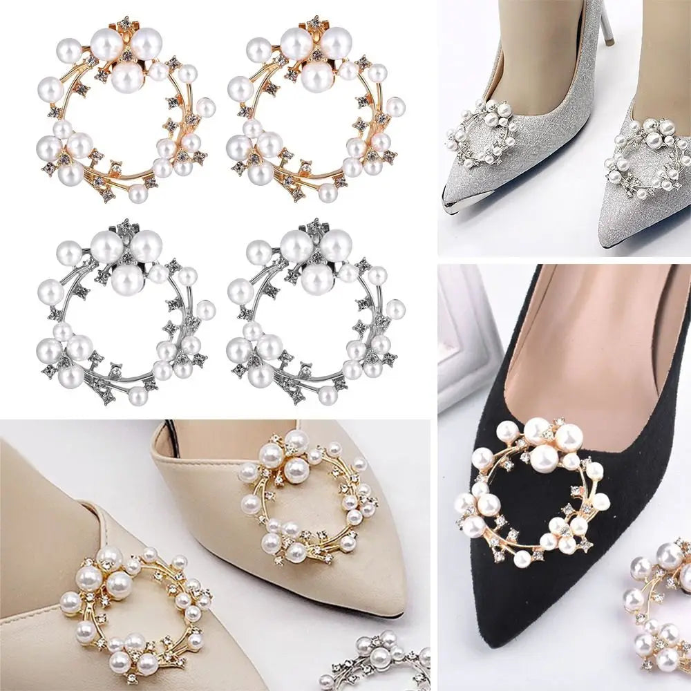 1 Paar Perle Strass Brautschuhe Blume Klassisches Temperament DIY Schuhschnalle Schuhzubehör High Heels Schmuck