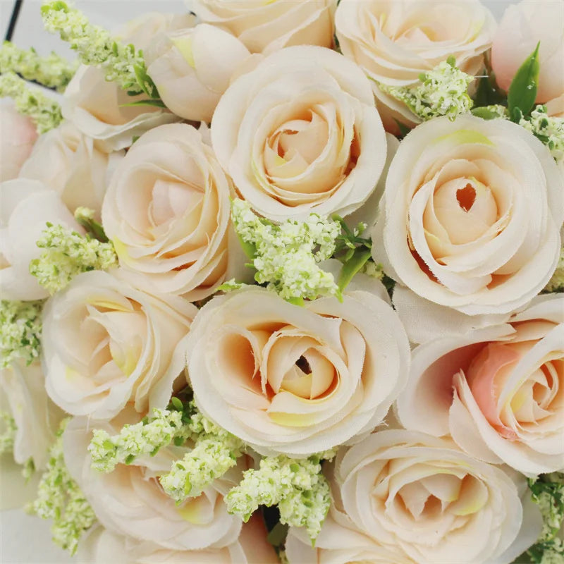 Braut Brautjungfer Hochzeitsstrauß Weiße Seidenblumen Rosen Handgemachte Künstliche Braut Mariage Bouquet Hochzeitszubehör