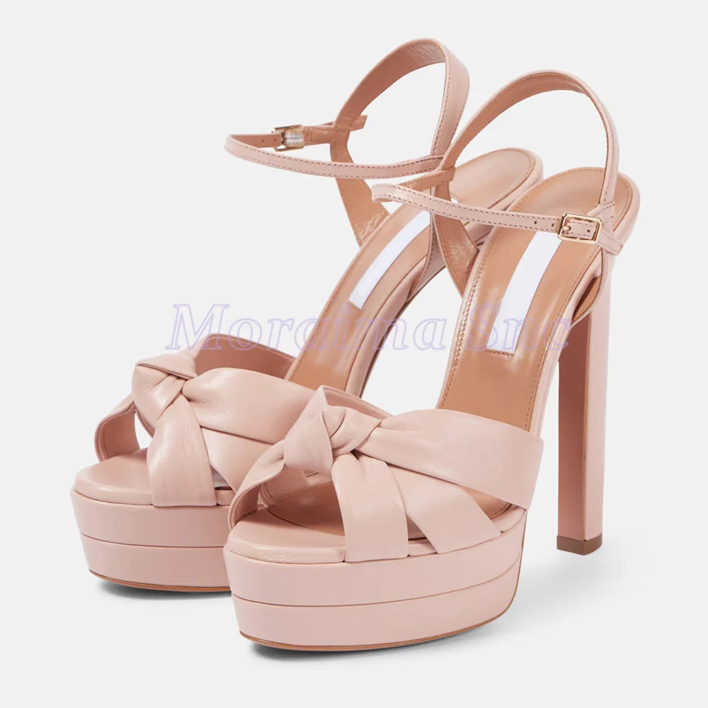 Bridal Knot Satin Platform Sandals
