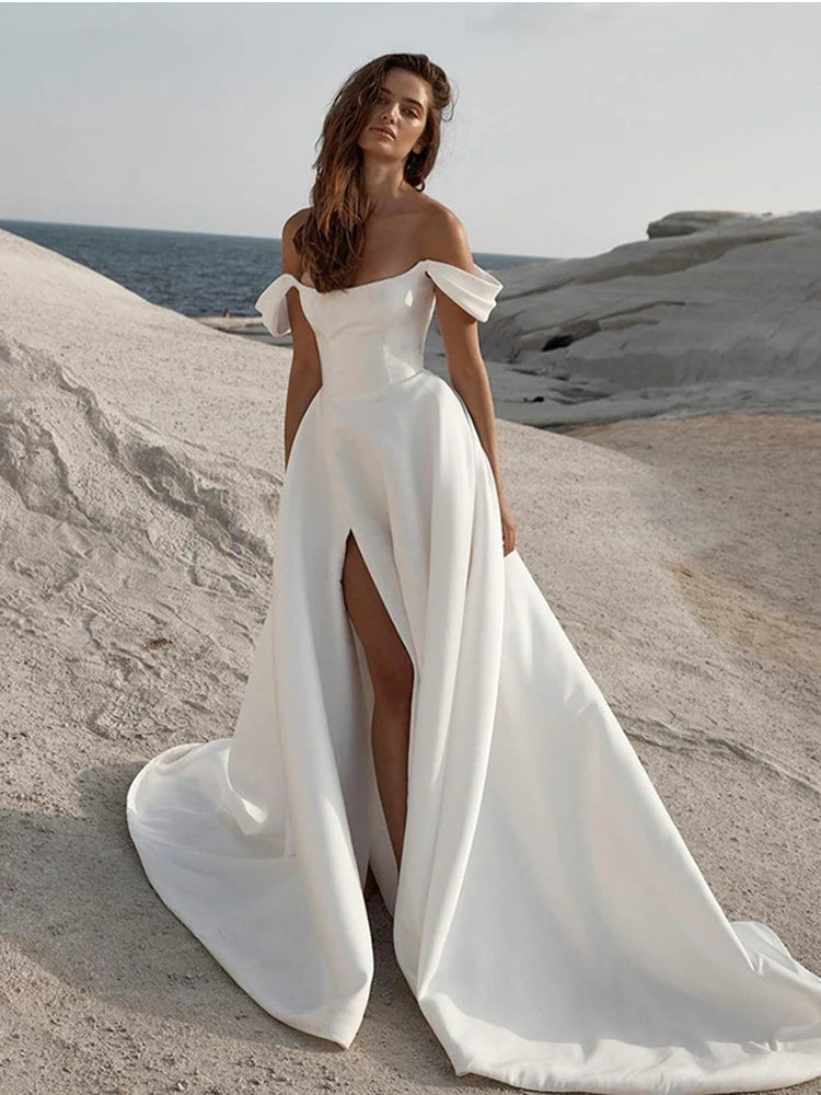 Soft Satin A Line Wedding Dresses
