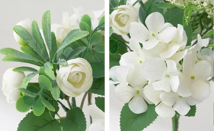 Blaue Seidensträuße Künstliche Waldhortensien Pfingstrosenknospen Hochzeit Braut Handstrauß Hausgarten Desktop Blumenarrangement Dekor