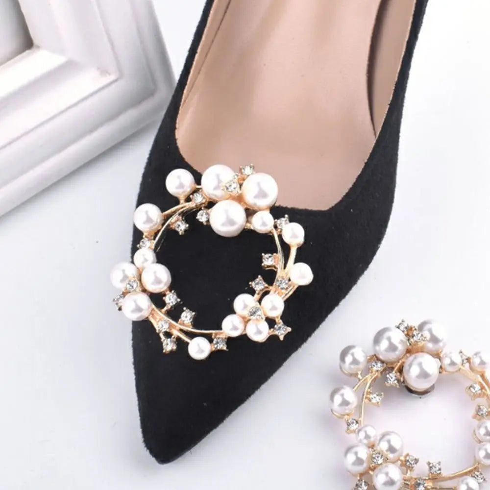 1 Paar Perle Strass Brautschuhe Blume Klassisches Temperament DIY Schuhschnalle Schuhzubehör High Heels Schmuck