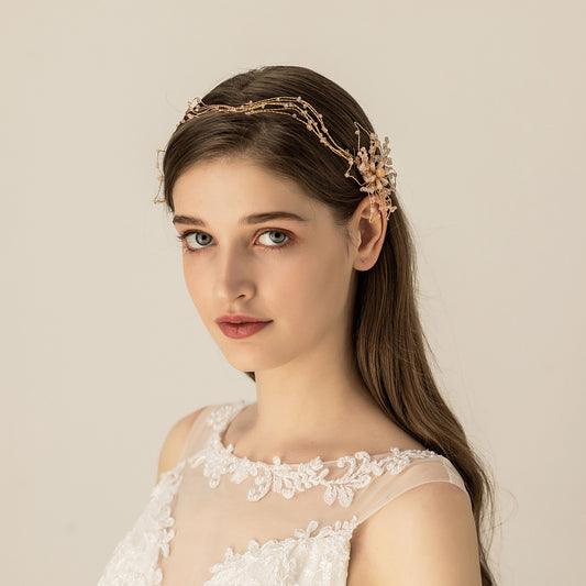 Beaded bridal headband hair accessories