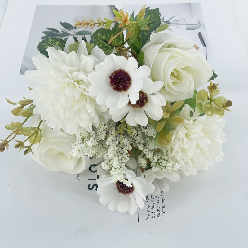 Autumn Hydrangea Bridal Bouquet Rose Dried Flower Silk Flower