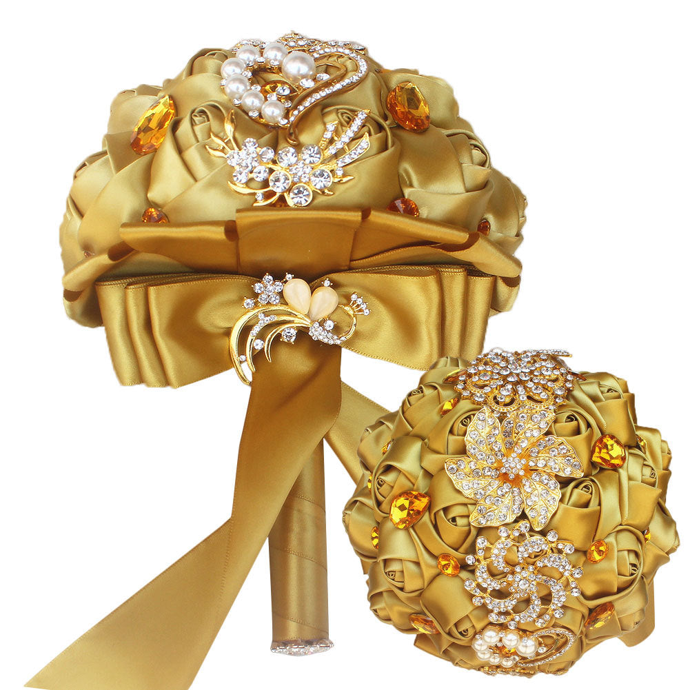 Golden Simulation Rose Bridal Bouquet