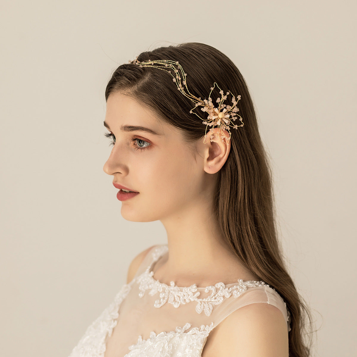 Beaded bridal headband hair accessories