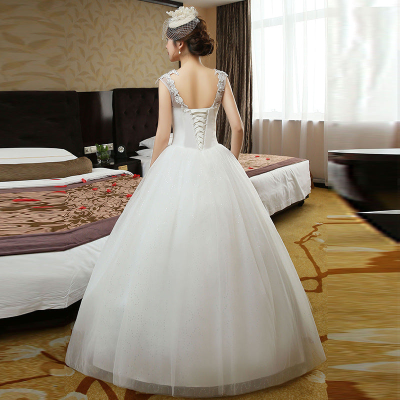 Double shoulder bridal dress