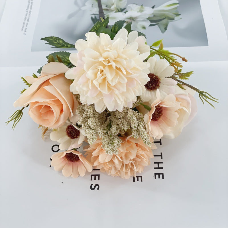 Autumn Hydrangea Bridal Bouquet Rose Dried Flower Silk Flower
