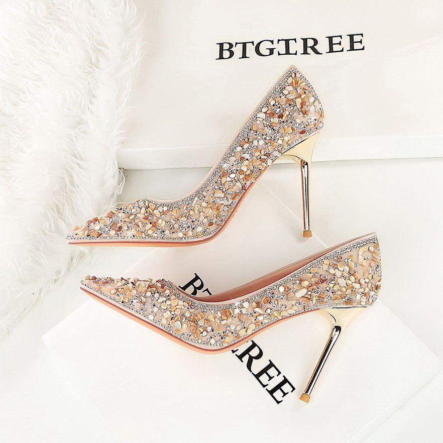 Versatile Rhinestone Wedding  Xiuhe-style Bridal Shoes