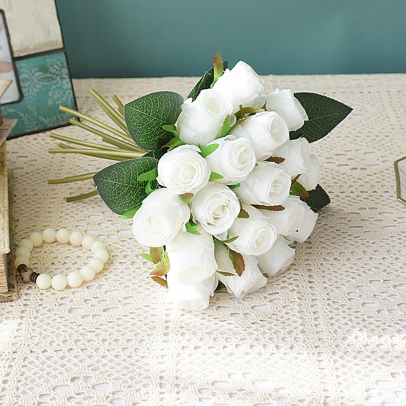 Wedding Rose 18 Head Bridal Bouquet Simulation