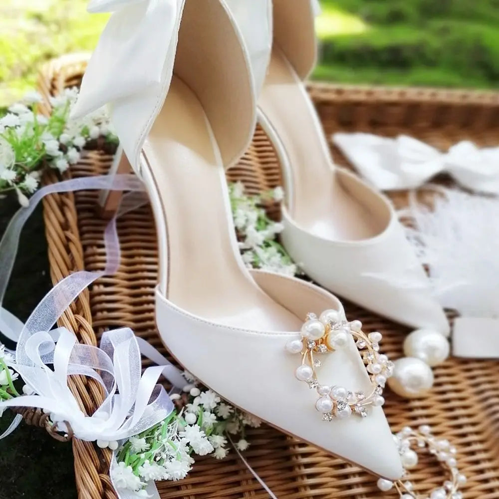 1 Paar Perle Strass Brautschuhe Blume Klassisches Temperament DIY Schuhschnalle Schuhzubehör High Heels Schmuck