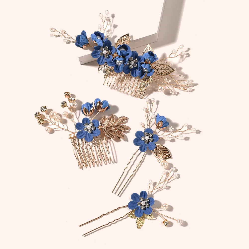 Braut Haarschmuck für Frauen Blume Perle Kopfschmuck Tiara Hochzeit Haarspange Clip Haarnadeln Braut Haarkämme Ornamente Schmuck