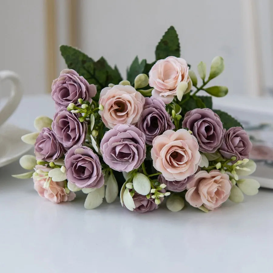 Künstliche Blumen Seide Rose Hochzeit Brautstrauß Home Tisch Outdoor Garten Torbogen UV-beständig DIY Geschenk Raumdekoration
