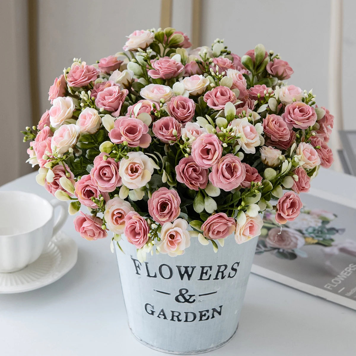 Künstliche Blumen Seide Rose Hochzeit Brautstrauß Home Tisch Outdoor Garten Torbogen UV-beständig DIY Geschenk Raumdekoration