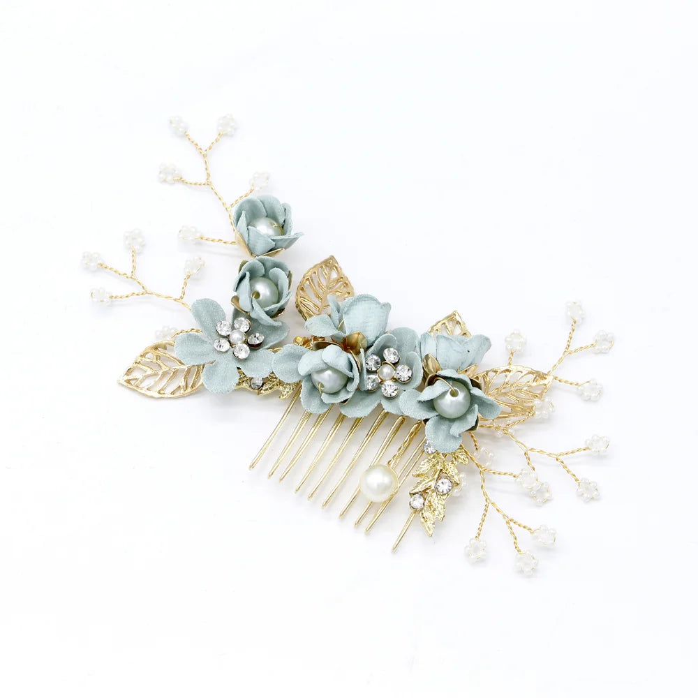 Braut Haarschmuck für Frauen Blume Perle Kopfschmuck Tiara Hochzeit Haarspange Clip Haarnadeln Braut Haarkämme Ornamente Schmuck