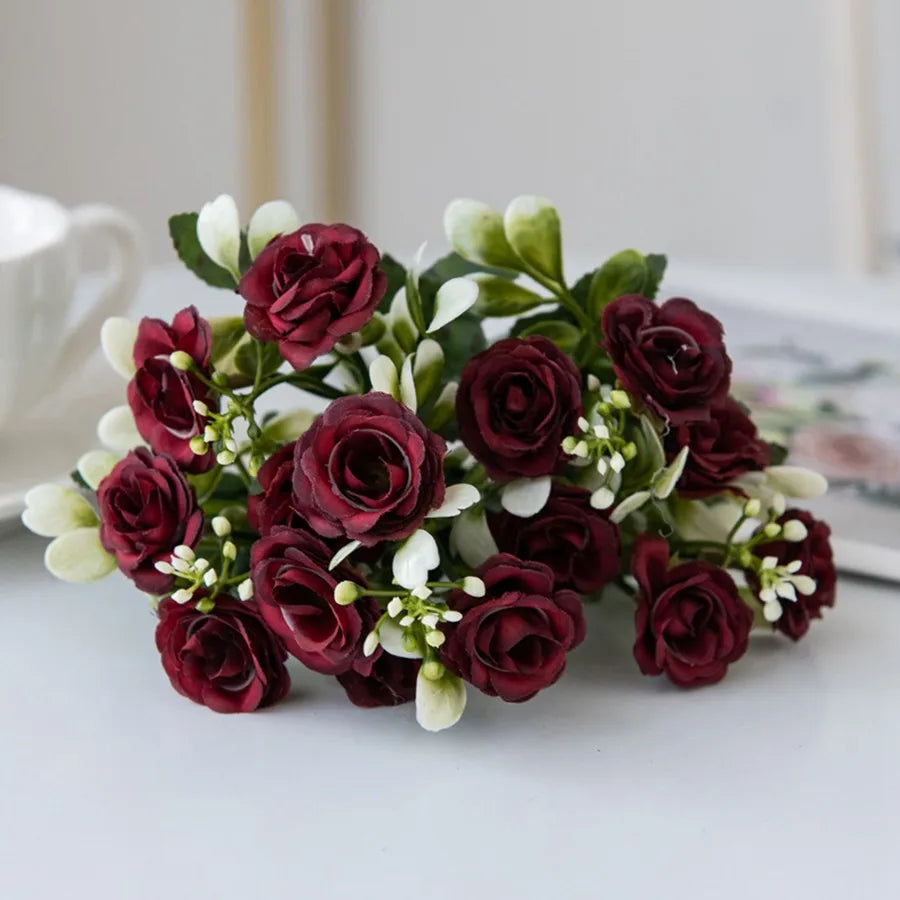 Künstliche Blumen Seide Rose Hochzeit Brautstrauß Home Tisch Outdoor Garten Torbogen UV-beständig DIY Geschenk Raumdekoration