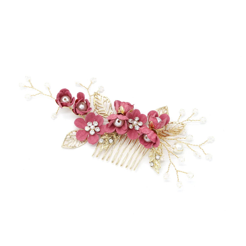 Braut Haarschmuck für Frauen Blume Perle Kopfschmuck Tiara Hochzeit Haarspange Clip Haarnadeln Braut Haarkämme Ornamente Schmuck