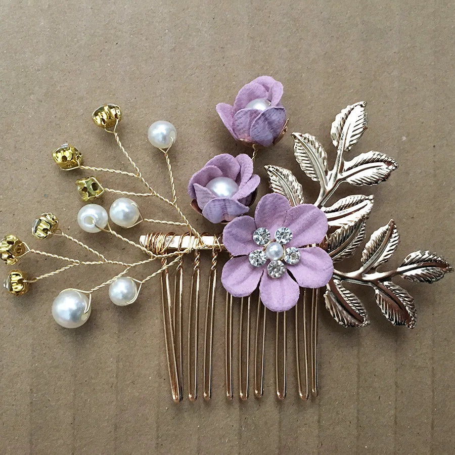 Braut Haarschmuck für Frauen Blume Perle Kopfschmuck Tiara Hochzeit Haarspange Clip Haarnadeln Braut Haarkämme Ornamente Schmuck