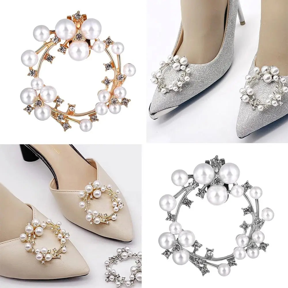 1 Paar Perle Strass Brautschuhe Blume Klassisches Temperament DIY Schuhschnalle Schuhzubehör High Heels Schmuck