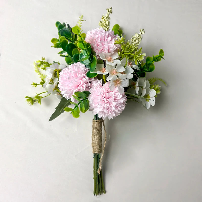 Braut Brautjungfern Hochzeitsstrauß 32cm weiß Champagner Brautstrauß Künstliche Rosen für die Hochzeitskapelle Dekoration