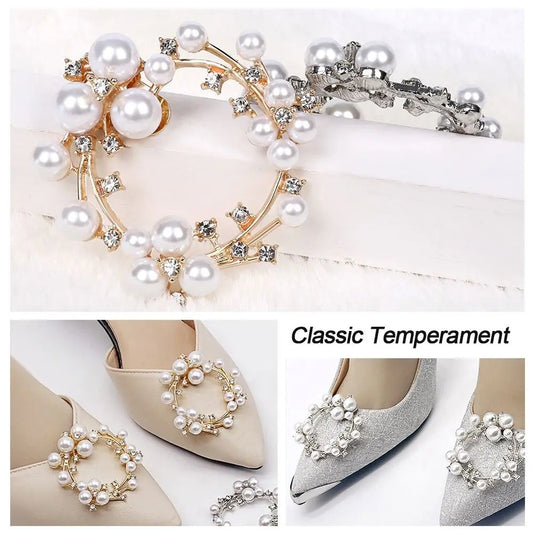 1 Paar Perle Strass Brautschuhe Blume Klassisches Temperament DIY Schuhschnalle Schuhzubehör High Heels Schmuck