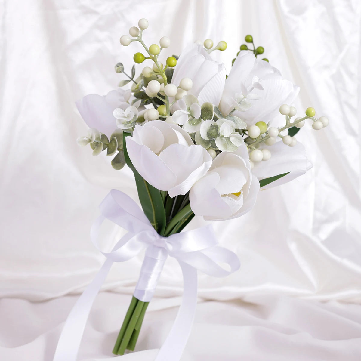 Braut Brautjungfer Hochzeitsstrauß Weiße Seidenblumen Rosen Handgemachte Künstliche Braut Mariage Bouquet Hochzeitszubehör