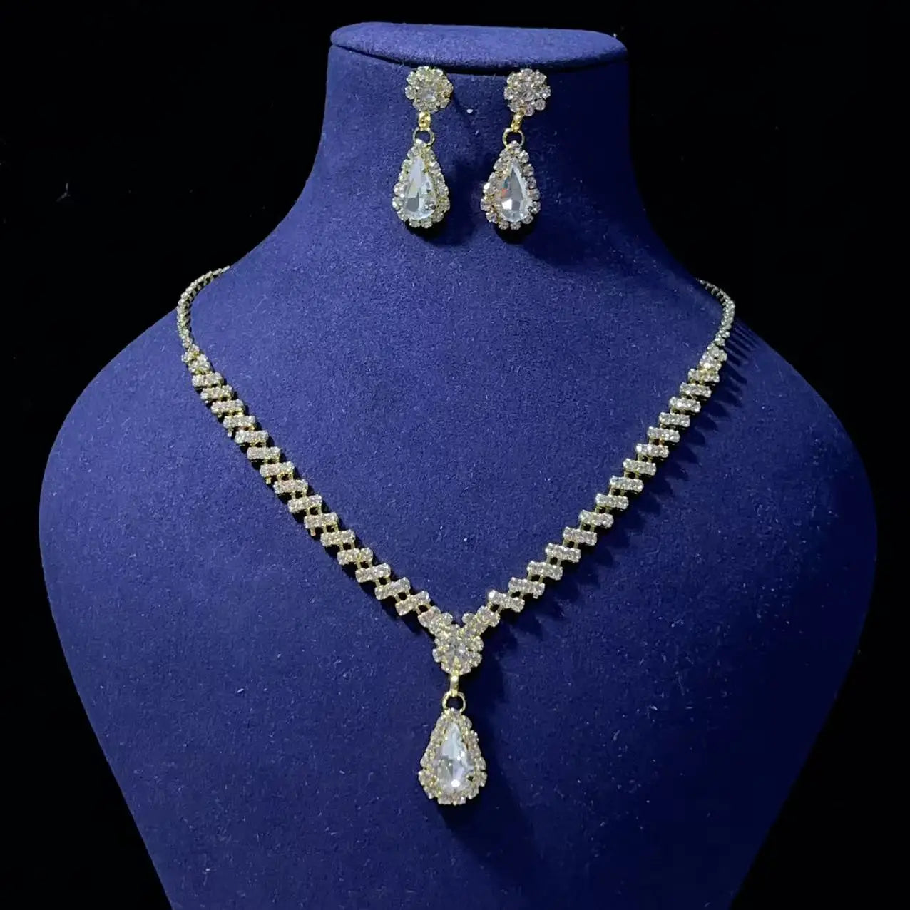 Brautschmuckset, Halskette, Ohrringe, Hochzeits-Damen-Abendkleid-Accessoires, modisches zweiteiliges Set
