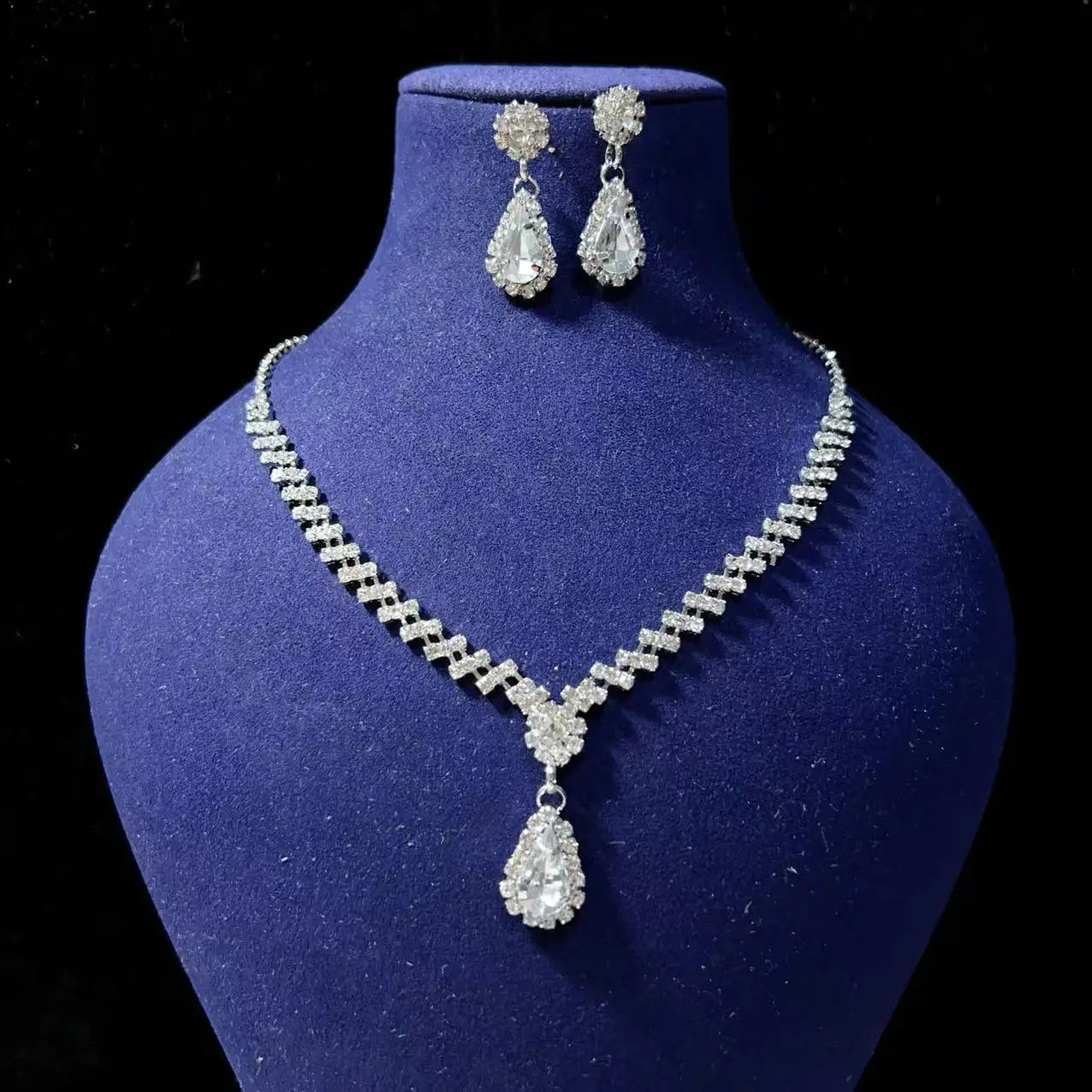 Brautschmuckset, Halskette, Ohrringe, Hochzeits-Damen-Abendkleid-Accessoires, modisches zweiteiliges Set