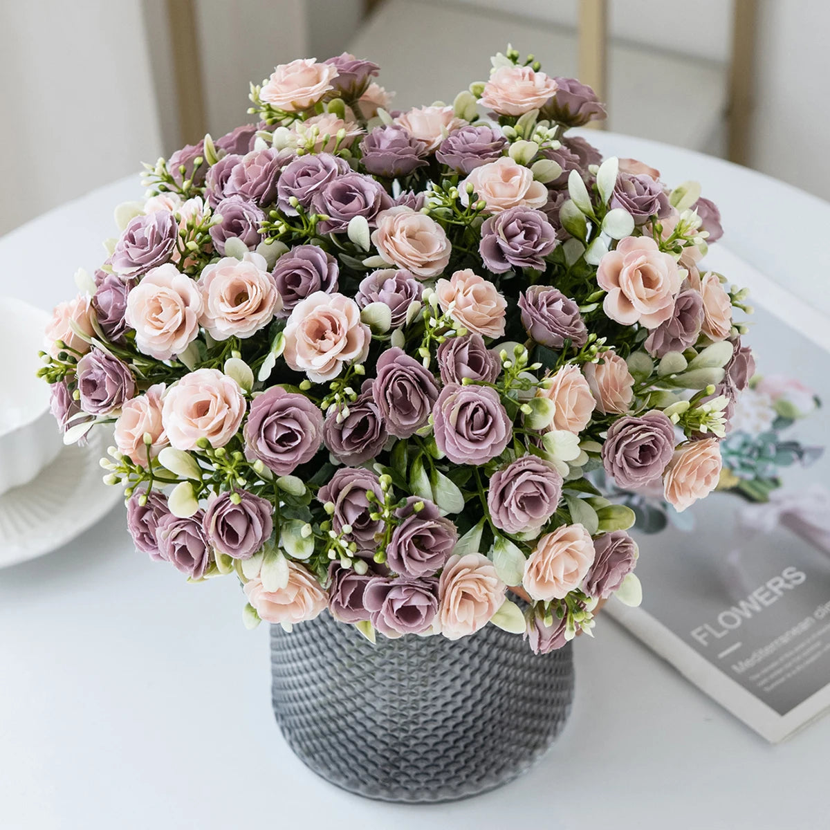 Künstliche Blumen Seide Rose Hochzeit Brautstrauß Home Tisch Outdoor Garten Torbogen UV-beständig DIY Geschenk Raumdekoration