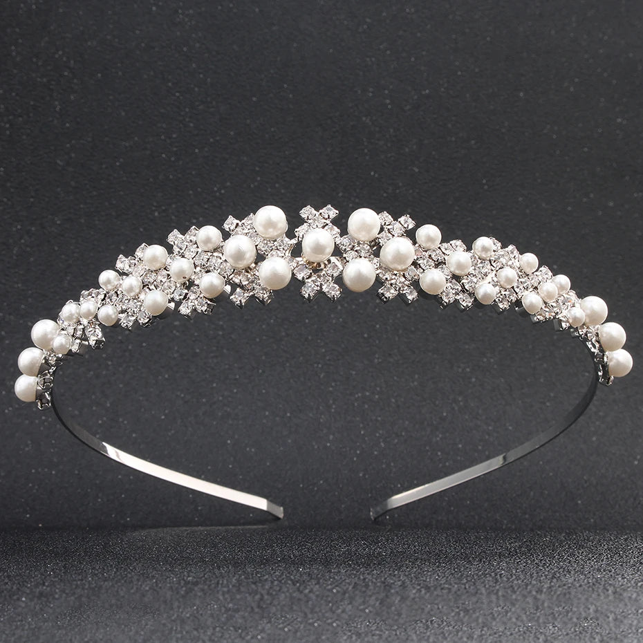 Elegante Strass-Perlen-Stirnbänder für Frauen und Mädchen, handgefertigt, einfache Blumen-Haarbänder, gewellter Retro-Haarreif, Kopfschmuck-Accessoires