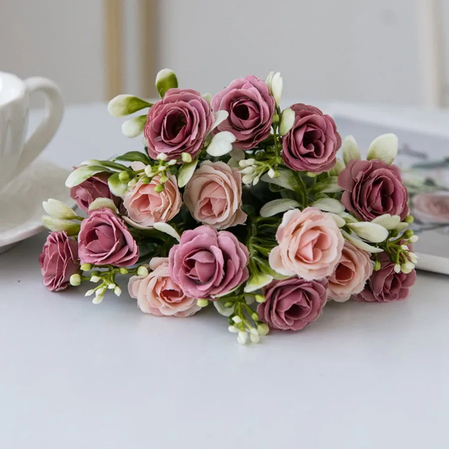 Künstliche Blumen Seide Rose Hochzeit Brautstrauß Home Tisch Outdoor Garten Torbogen UV-beständig DIY Geschenk Raumdekoration