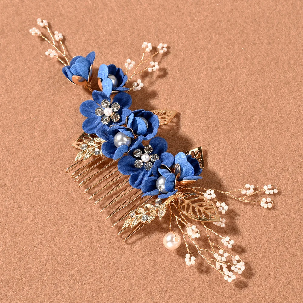 Braut Haarschmuck für Frauen Blume Perle Kopfschmuck Tiara Hochzeit Haarspange Clip Haarnadeln Braut Haarkämme Ornamente Schmuck