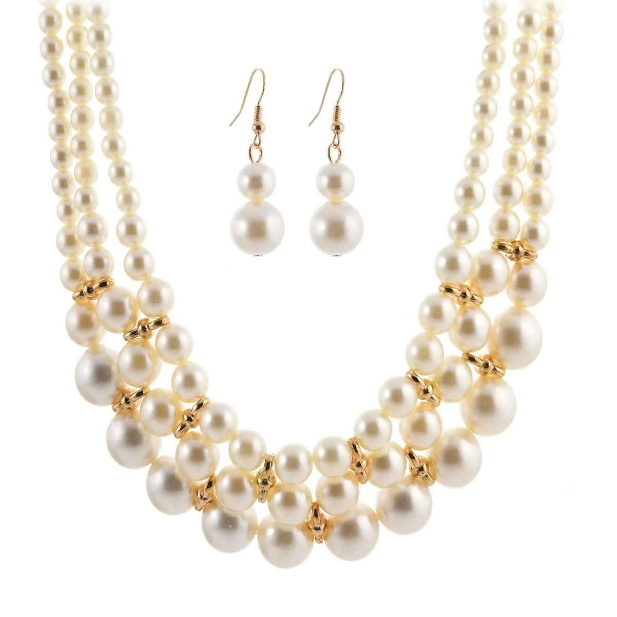Braut Hochzeit Schmuck Set Neue Mode Mehrschichtige Handgemachte Imitation Perle Halskette und Ohrringe Damen Party Zubehör