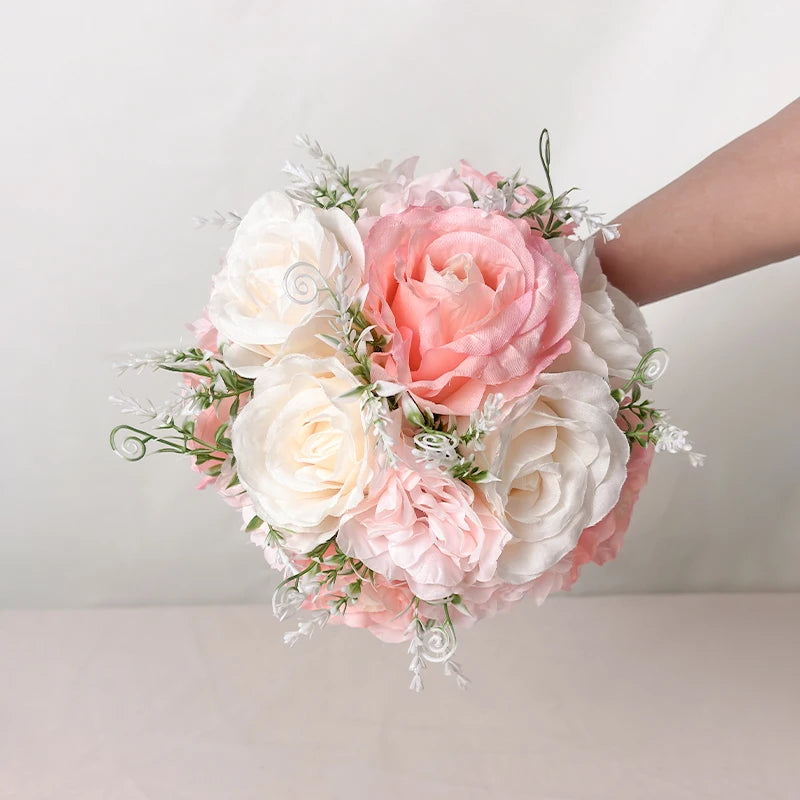 1pc Braut Brautjungfer Hochzeit Bouquet Silk Blume Handgemachte Künstliche Braut Hochzeit Bouquet Hochzeit Zubehör Requisiten