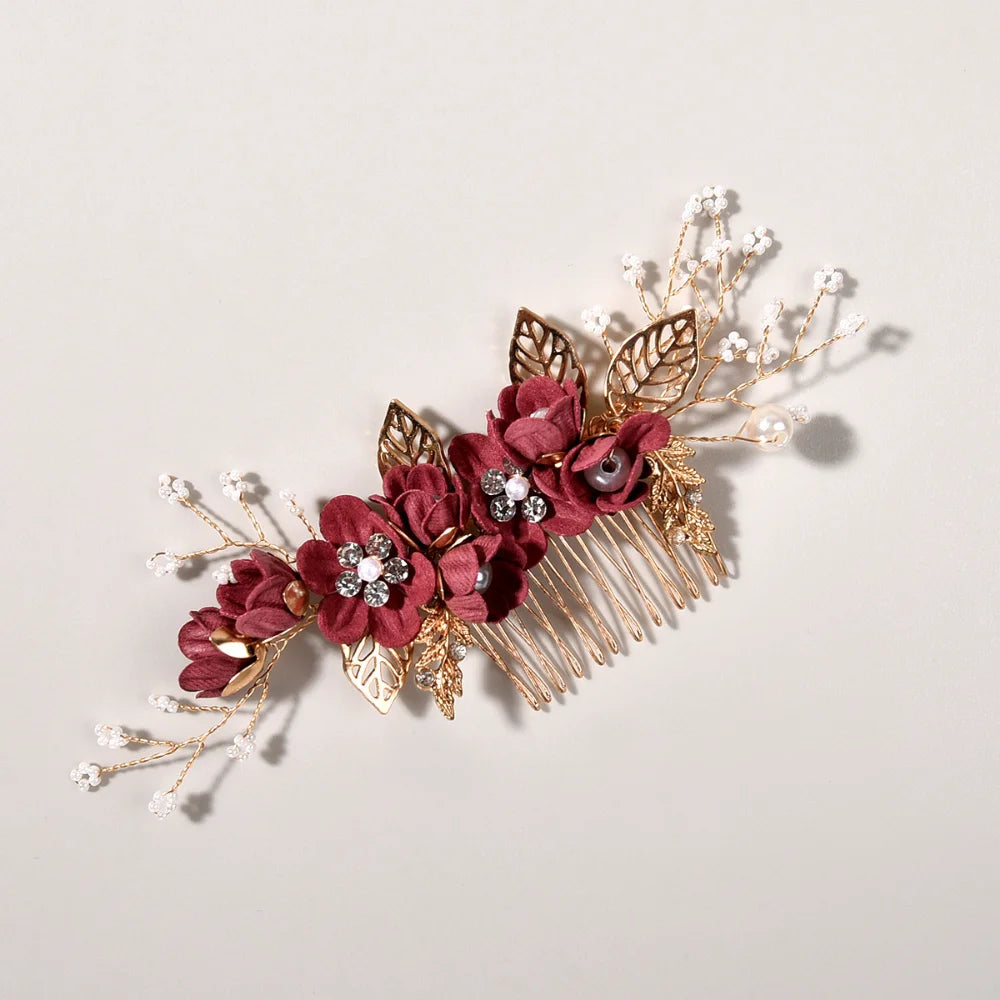 Braut Haarschmuck für Frauen Blume Perle Kopfschmuck Tiara Hochzeit Haarspange Clip Haarnadeln Braut Haarkämme Ornamente Schmuck
