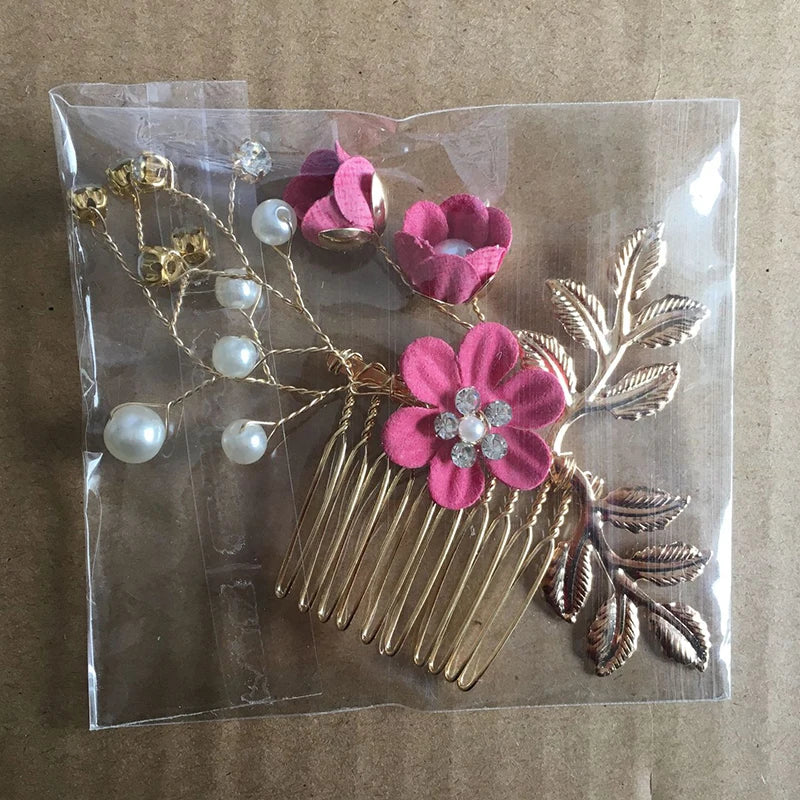 Braut Haarschmuck für Frauen Blume Perle Kopfschmuck Tiara Hochzeit Haarspange Clip Haarnadeln Braut Haarkämme Ornamente Schmuck