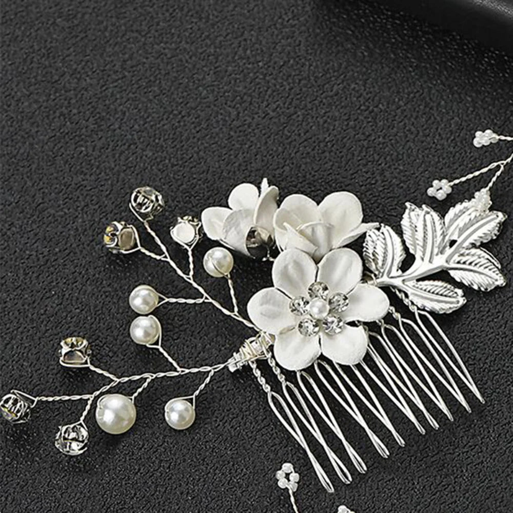 Braut Haarschmuck für Frauen Blume Perle Kopfschmuck Tiara Hochzeit Haarspange Clip Haarnadeln Braut Haarkämme Ornamente Schmuck