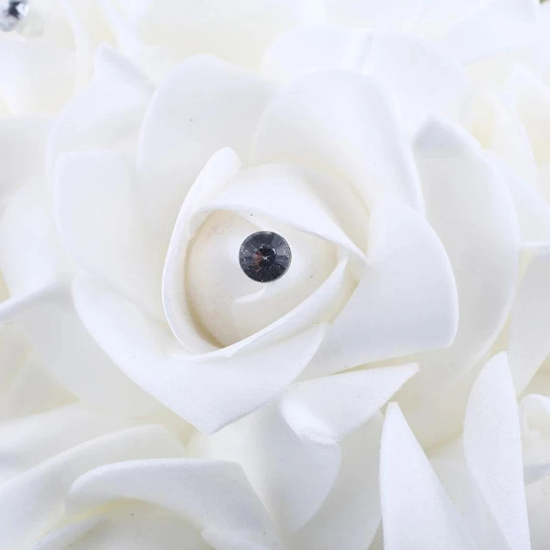 Braut Brautjungfer Bouquet Künstliche Halten Blumen Strass Bänder Hochzeit Party Kirche Hause Weihnachten Tisch Schlafzimmer Dekor