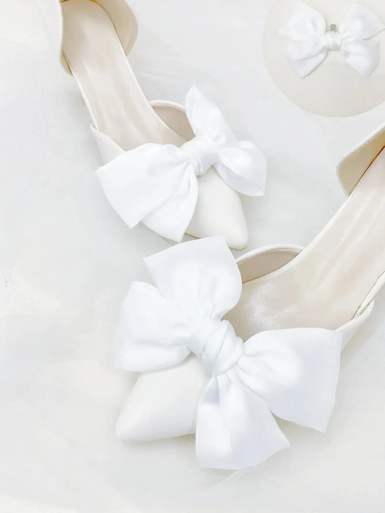 1 paar neue braut schuhe weiß großen bogen frauen schuh schnalle DIY abnehmbare täglichen alle passenden abnehmen satin schuhe blume schuh c
