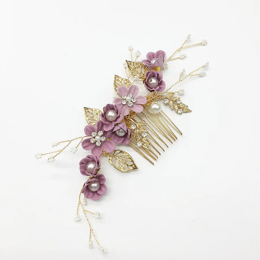 Braut Haarschmuck für Frauen Blume Perle Kopfschmuck Tiara Hochzeit Haarspange Clip Haarnadeln Braut Haarkämme Ornamente Schmuck