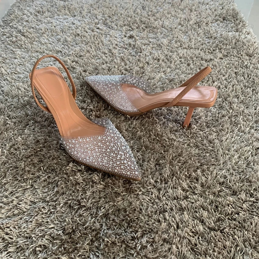 Damen Sommer Brautschuhe Frau Sandale Schuh Party High Heels Frauen Pumps Hochzeit High Heel Schuhe Perle verziert Sandalen