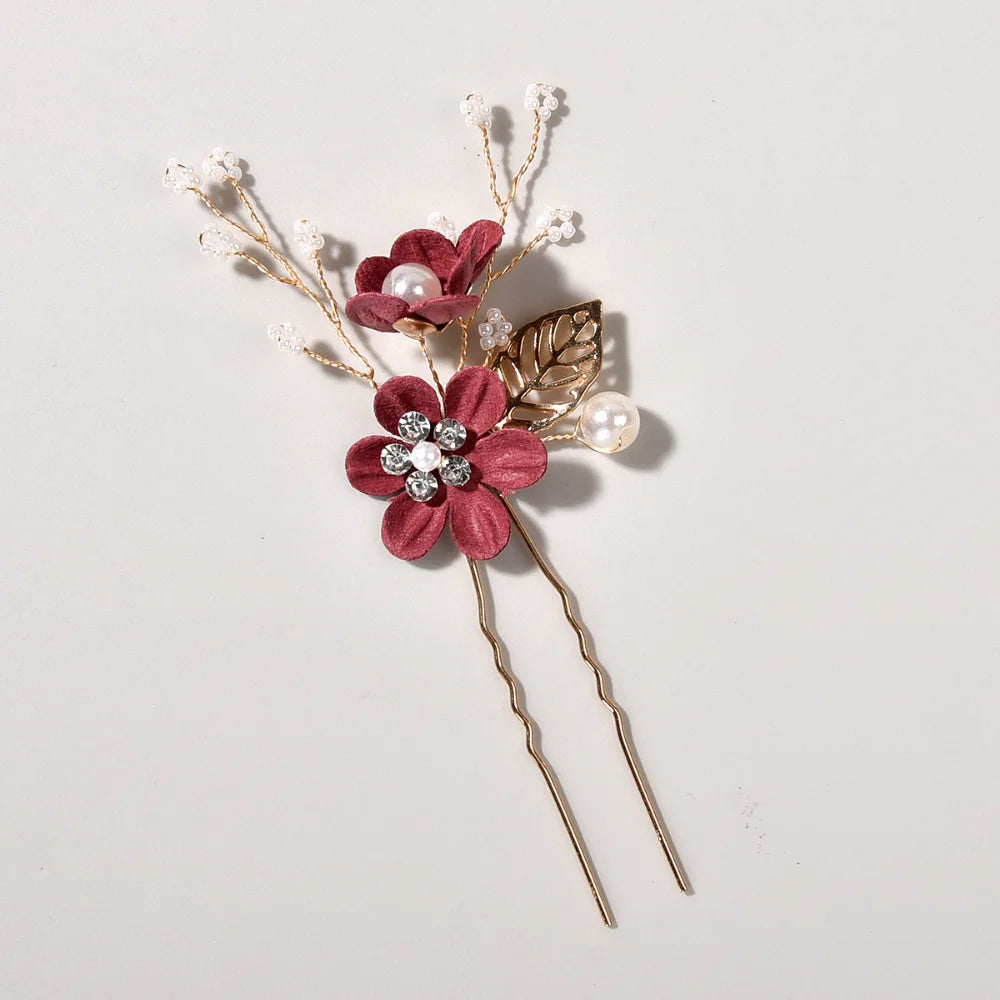 Braut Haarschmuck für Frauen Blume Perle Kopfschmuck Tiara Hochzeit Haarspange Clip Haarnadeln Braut Haarkämme Ornamente Schmuck