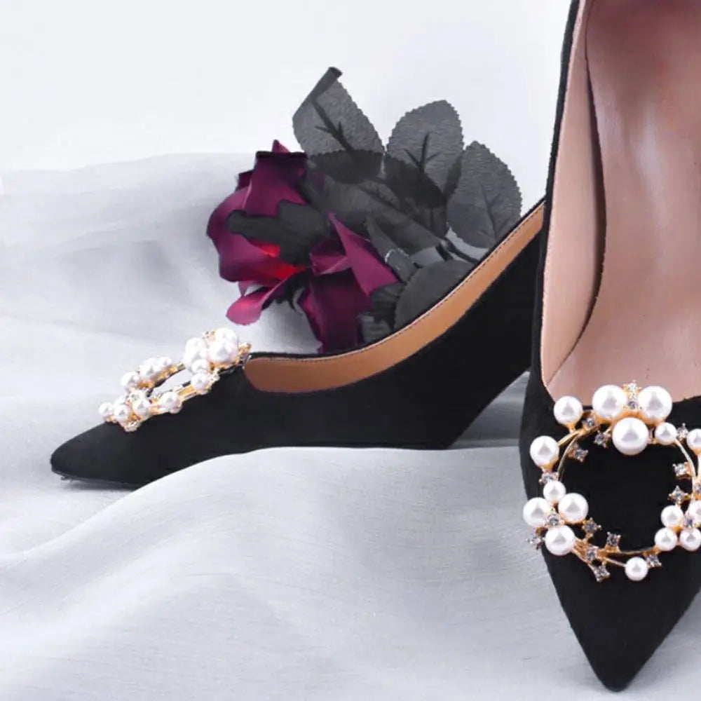 1 Paar Perle Strass Brautschuhe Blume Klassisches Temperament DIY Schuhschnalle Schuhzubehör High Heels Schmuck