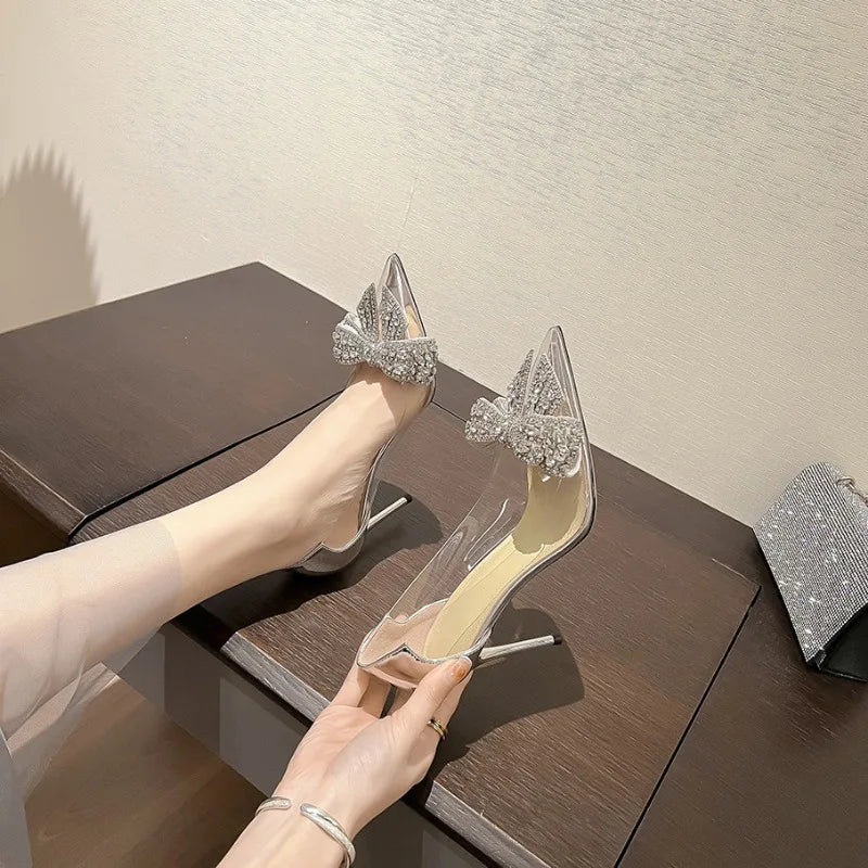 Hochzeitsschuhe Brautschuhe Frühling 2025 Neue Schleife High Heels Damen Stiletto Schuhe
