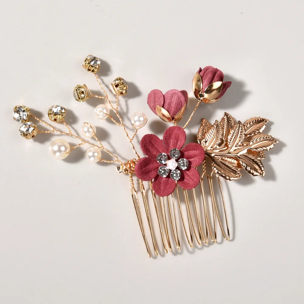 Braut Haarschmuck für Frauen Blume Perle Kopfschmuck Tiara Hochzeit Haarspange Clip Haarnadeln Braut Haarkämme Ornamente Schmuck