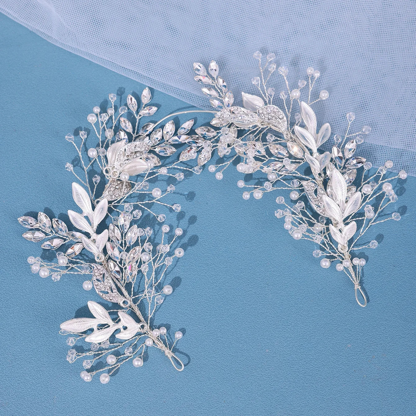 Braut Haarschmuck Kristall Perlen Stirnband Tiara Strass Blatt Stirnband Haarband Für Frauen Elegante Prinzessin Kopfbedeckung
