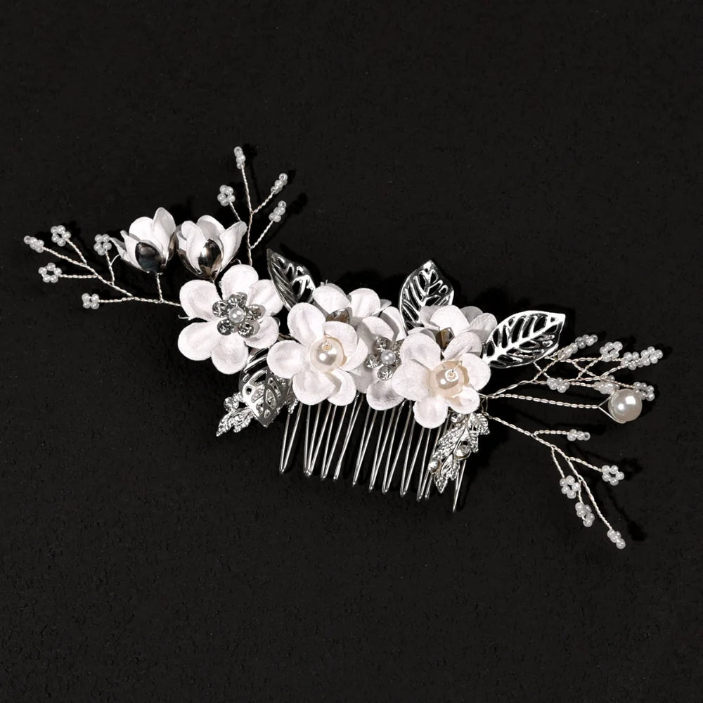 Braut Haarschmuck für Frauen Blume Perle Kopfschmuck Tiara Hochzeit Haarspange Clip Haarnadeln Braut Haarkämme Ornamente Schmuck