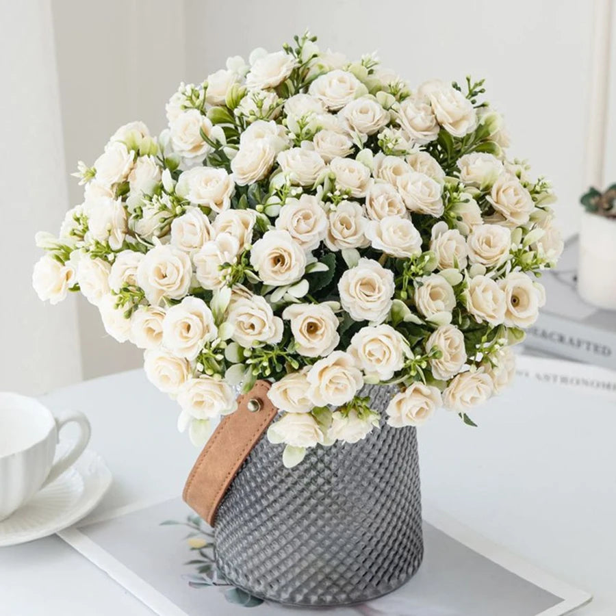 Künstliche Blumen Seide Rose Hochzeit Brautstrauß Home Tisch Outdoor Garten Torbogen UV-beständig DIY Geschenk Raumdekoration