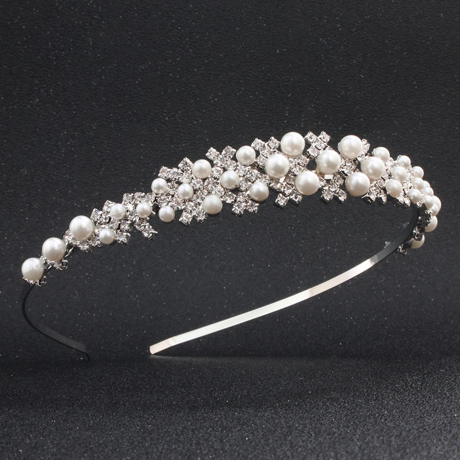 Elegante Strass-Perlen-Stirnbänder für Frauen und Mädchen, handgefertigt, einfache Blumen-Haarbänder, gewellter Retro-Haarreif, Kopfschmuck-Accessoires